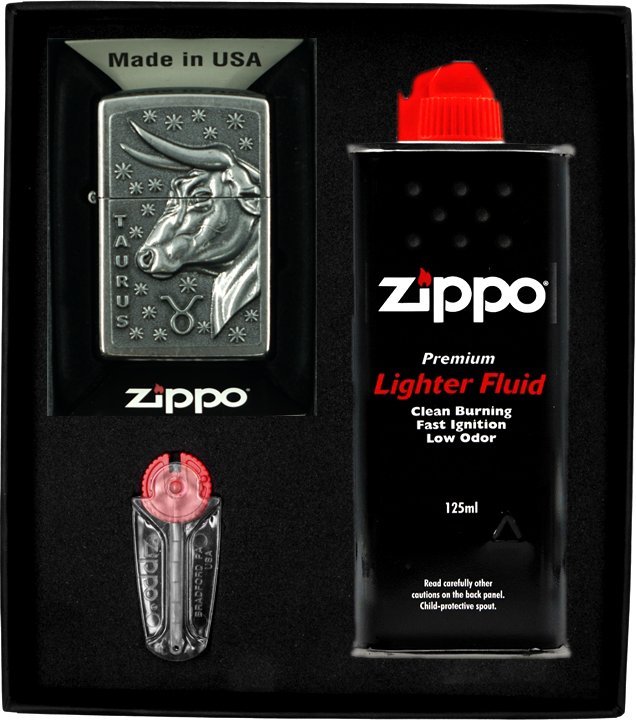 Zestaw ZIPPO Zapalniczka ZODIAC TAURUS byk Prezentowy No1