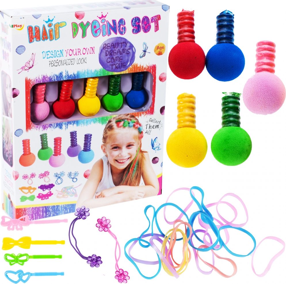MalPlay Zestaw Farb Do Kolorowania Włosów Pasemka Gumki