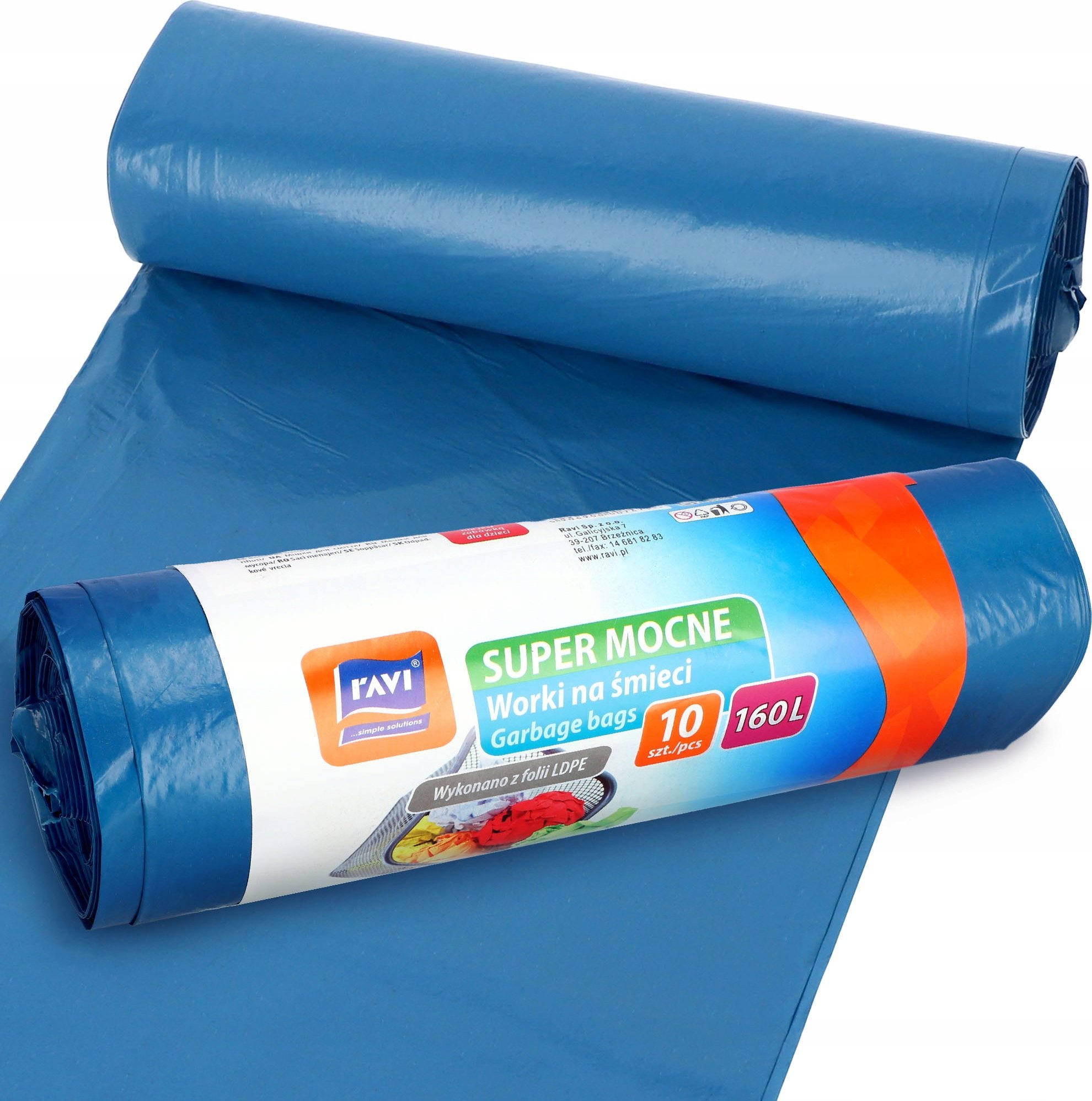 Kosz na śmieci Kadax Worki Na Śmieci Super Mocne Niebieskie 160 L 10szt