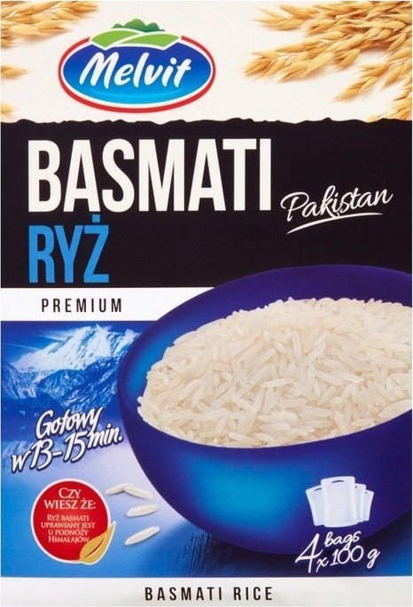 Melvit Melvit Premium Ryż Basmati Pakistan 400 g (4 torebki)
