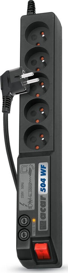 Listwa zasilająca Acar 504WF przeciwprzepięciowa 5 gniazd 1.5 m czarna (W0072)
