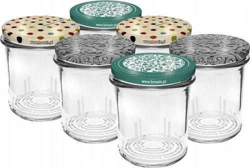 Browin Słoik szklany z zakrętką i dociskiem TO fi82/6 346ml - 6 szt