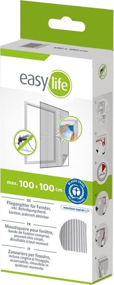 Moskitiera na okno 100 x 100 biała poliester + taśma rzep