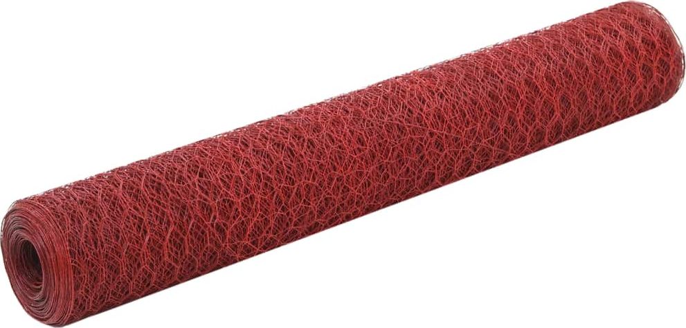 vidaXL Ogrodzenie z siatki, stal i PVC, 25x1 m, czerwone