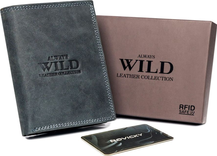 Always Wild Pionowy, składany portfel męski z zewnętrzną kieszonką na kartę Always Wild Nie dotyczy