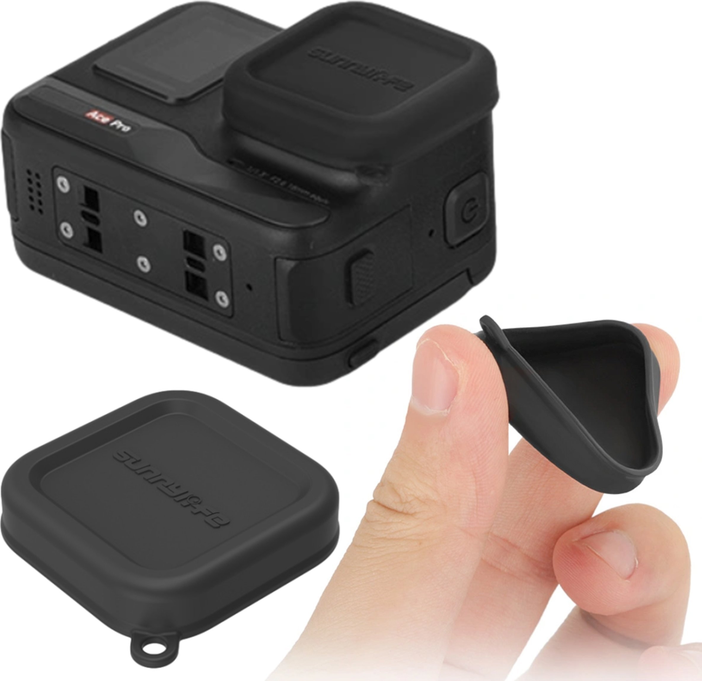 SunnyLife ZAŚLEPKA ETUI OSŁONA KAMERY OBIEKTYWU GUMOWA DO INSTA360 / ACE / ACE PRO - BLACK