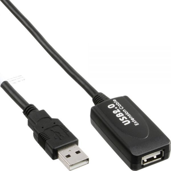 Kabel USB InLine USB-A - USB-A 10 m Czarny (34611I)