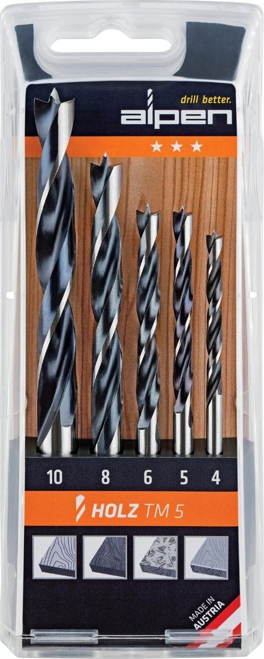 Wiertło Alpen Alpen TM 5 Wood 4-5-6-8-10 mm
