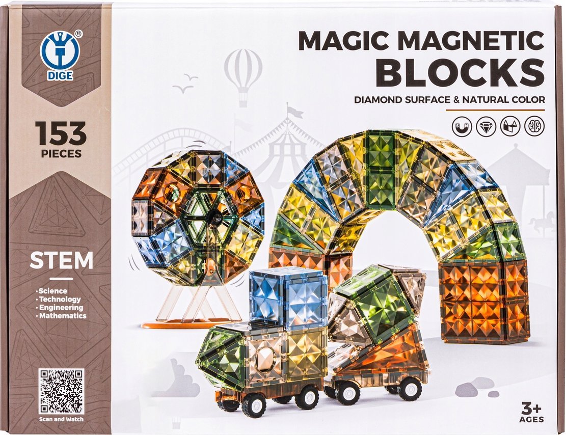 Konstrukcyjne Klocki Magnetyczne 153 Elementy