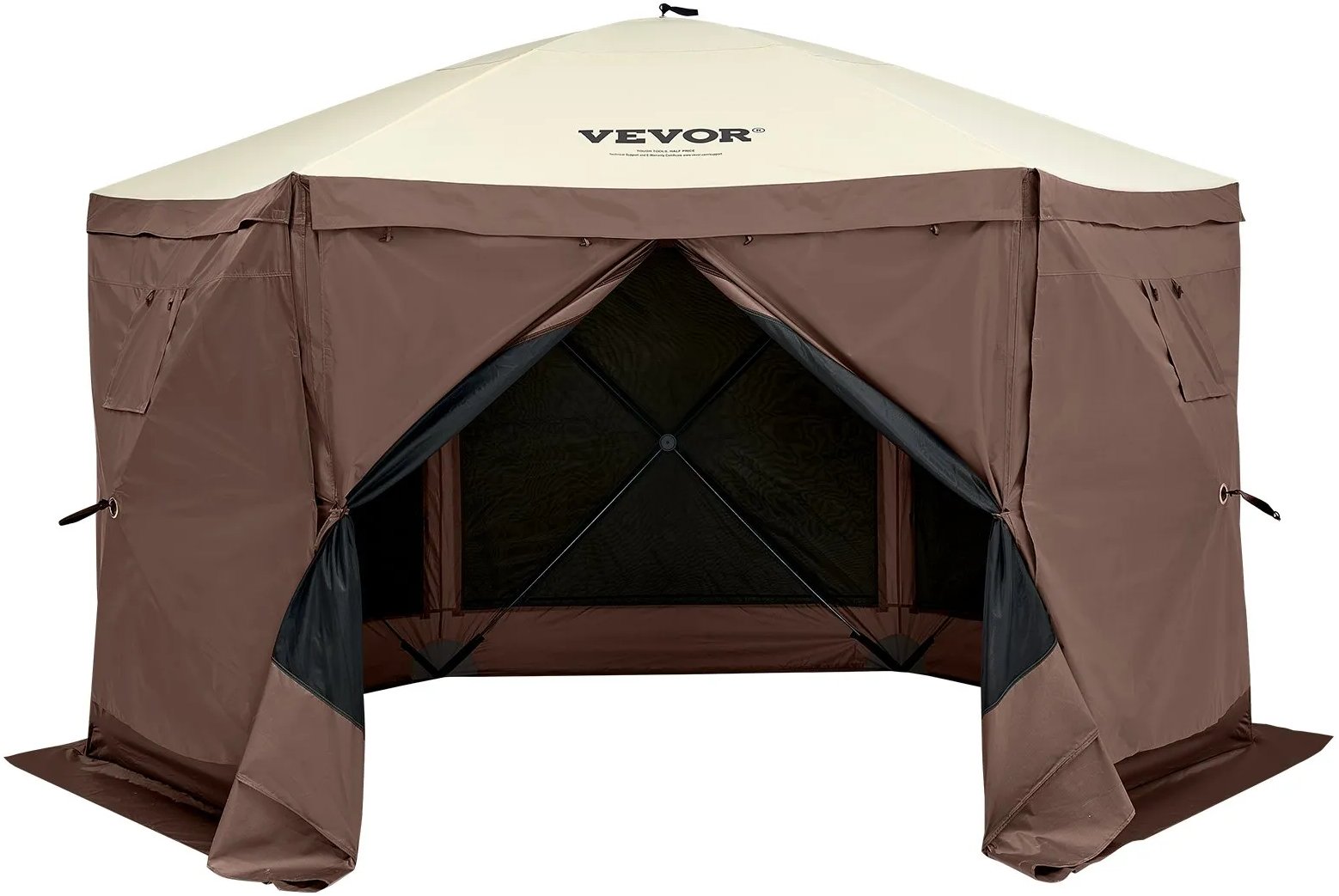 Namiot ogrodowy pop-up 3,51x3,51m 6-ścienny z moskitierą i osłonami