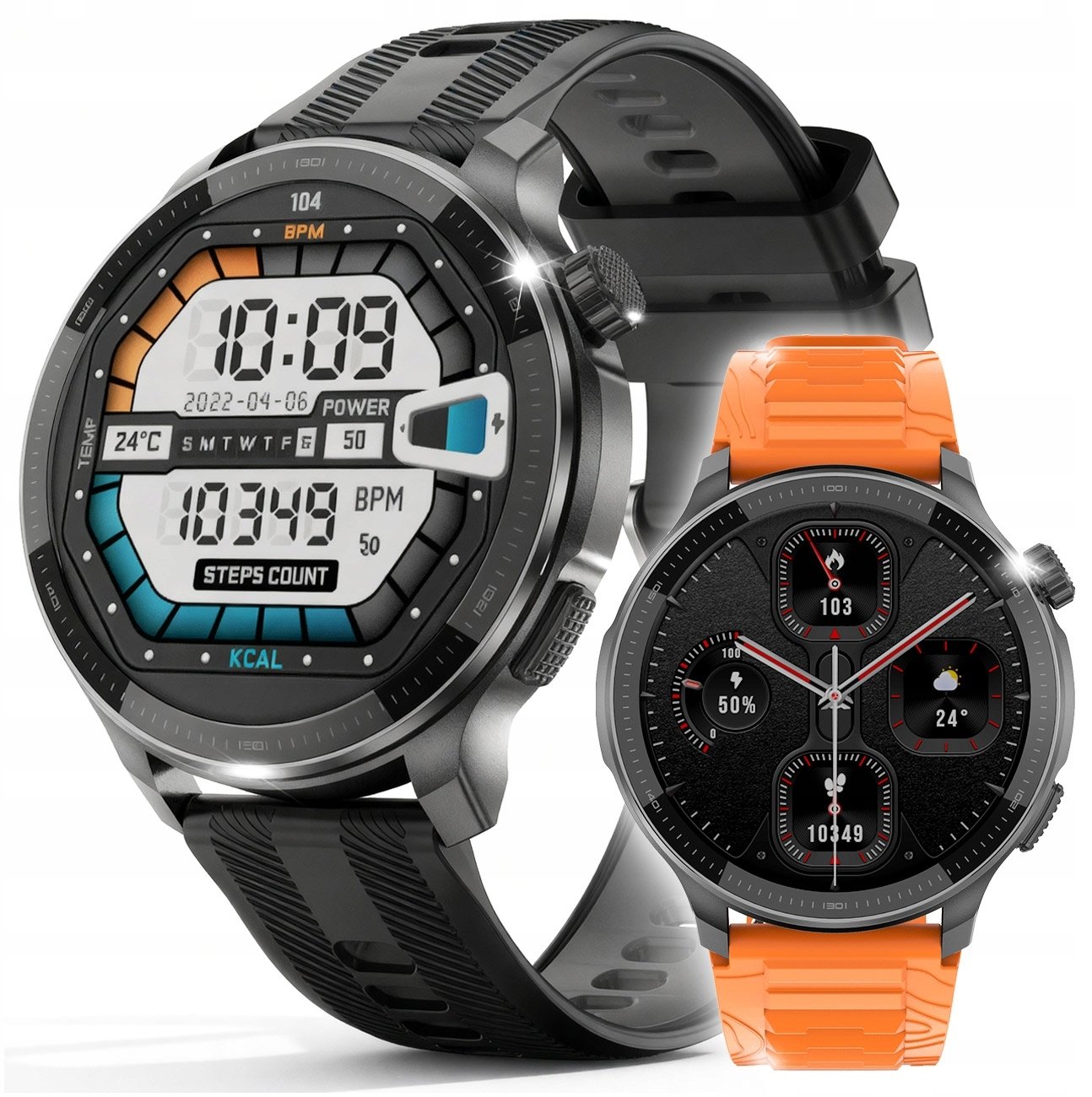 Smartwatch męski zegarek GPS AMOLED MENU PL WODOODPORNY 500mAh + 3 paski