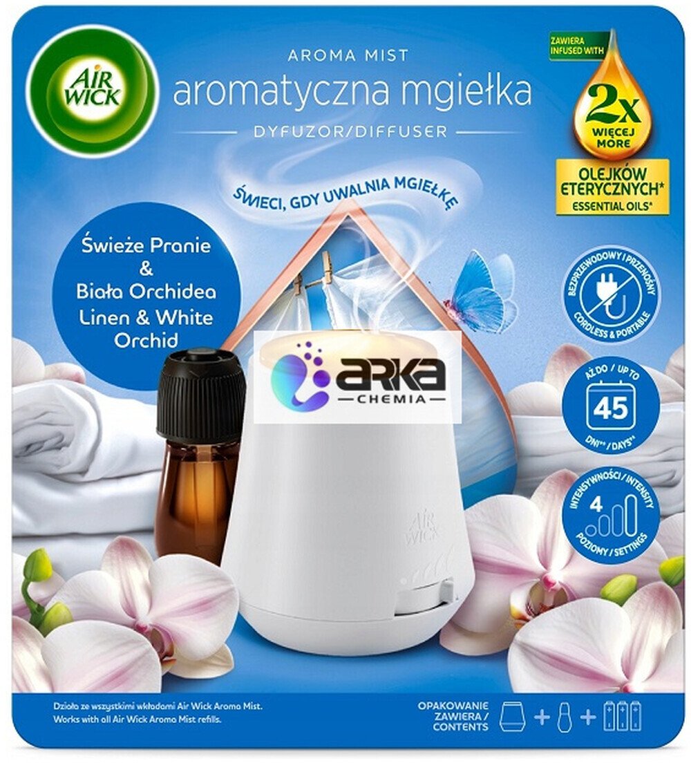 Air Wick Aroma Mist Mgiełka z olejkami komplet Świeże Pranie & Biała Orchidea 20ml