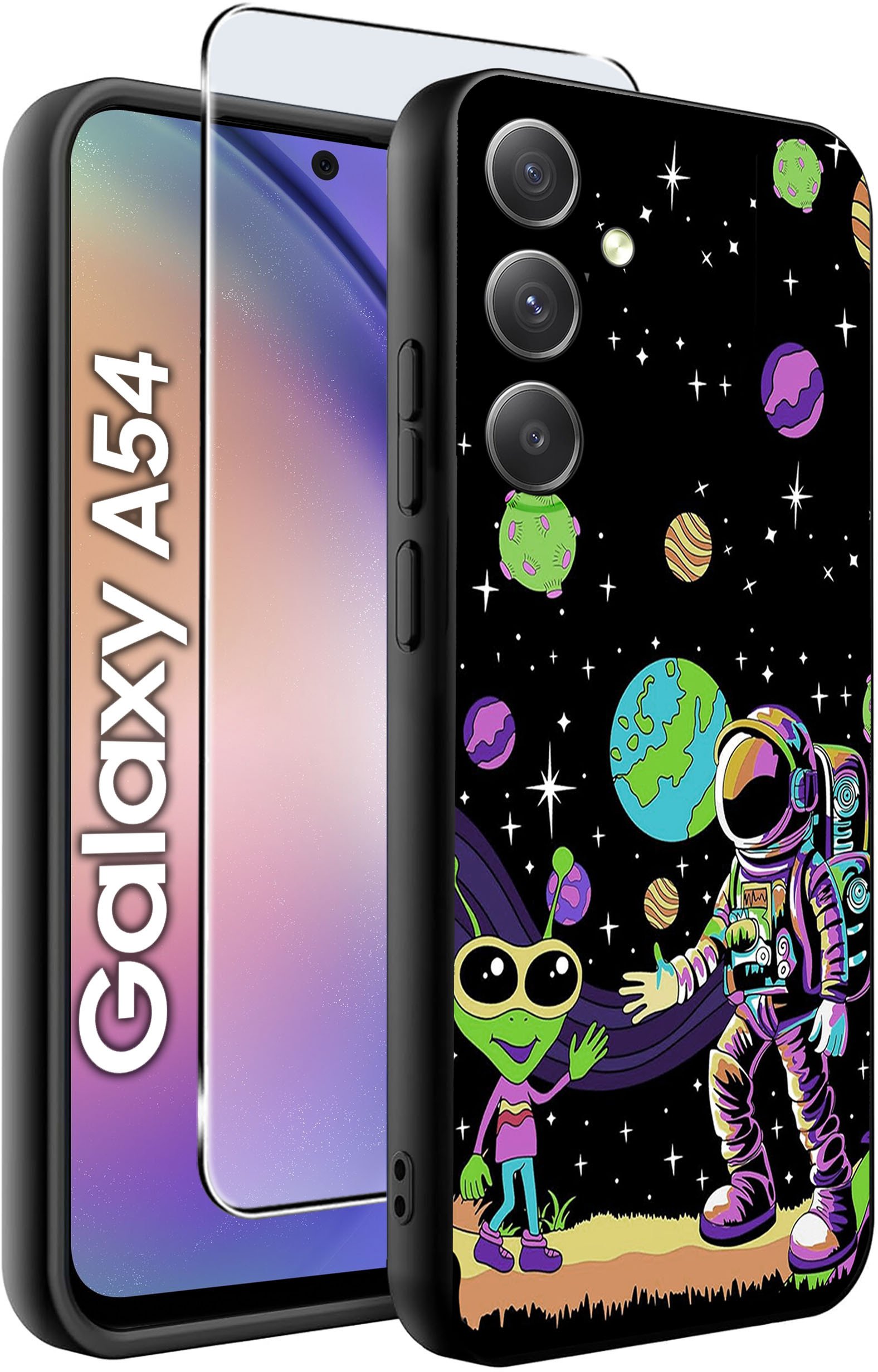 ETUI do Samsung A54 5G WZORY | SILIKONOWE MATT CASE + SZKŁO 9H