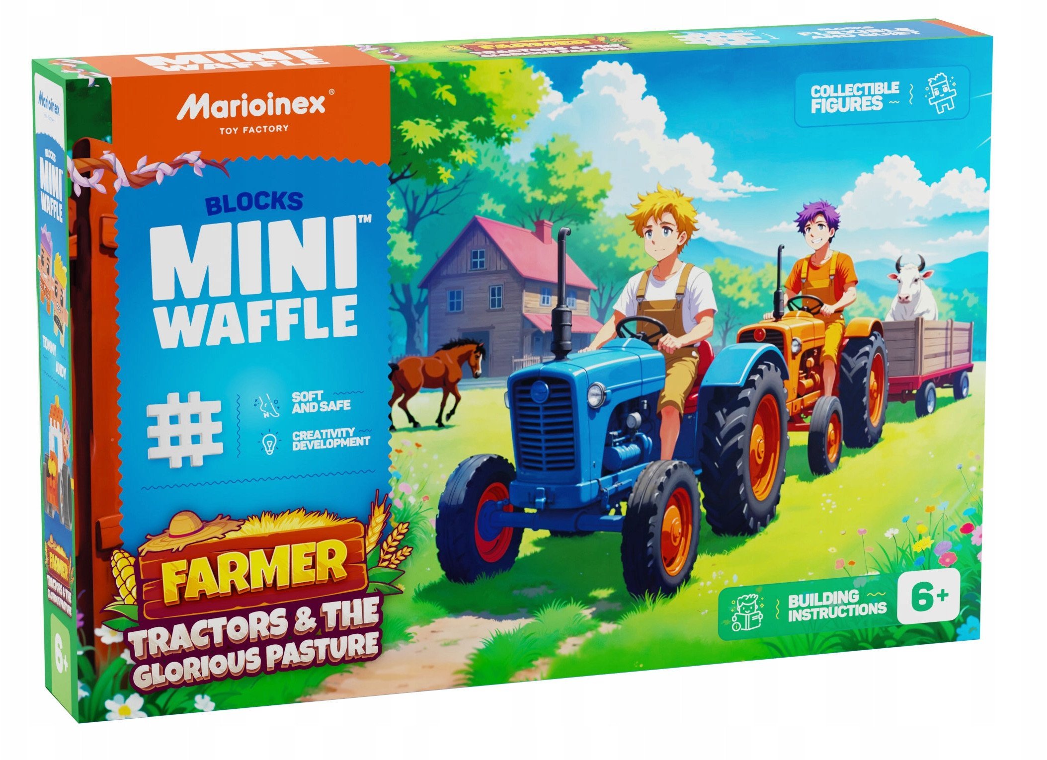 Marioinex Mini Waffle Farmer Traktory i wypasiona łąka 110 elementów (907535)