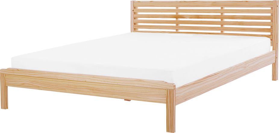 Beliani Łóżko drewniane 180 x 200 cm jasne CARNAC