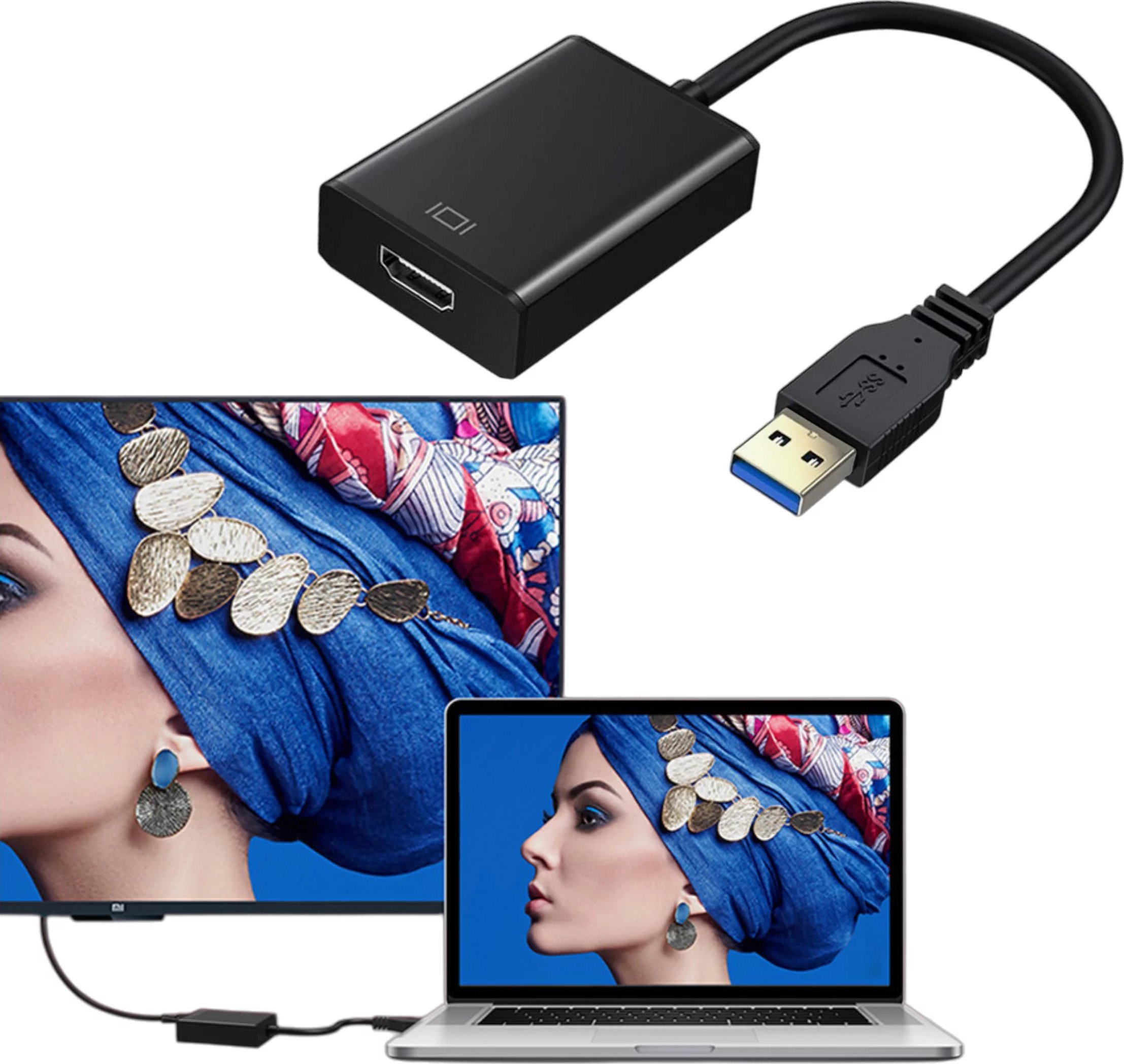 Alogy Przejściówka USB 3.0 do HDMI Alogy adapter Full HD 1080P 60HZ Hub konwerter Czarny