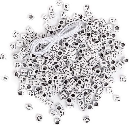 DP Craft Koraliki DPCRAFT 40g - Emotikony czarne na białej bazie Dalprint