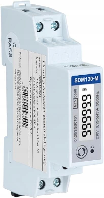 VCX Licznik energii jednofazowy z Modbus dwukierunkowy SDM120M (MID)