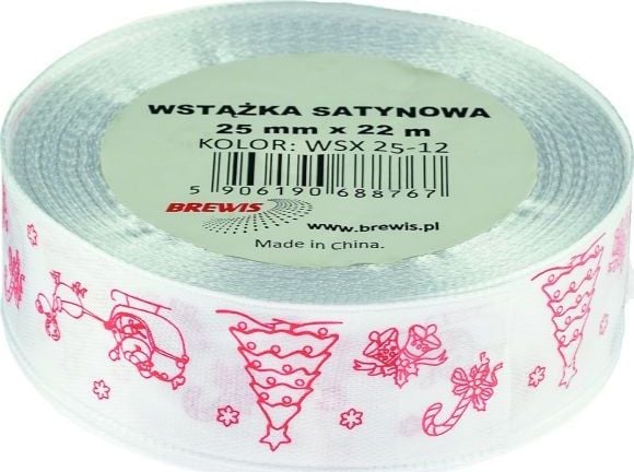 BREWIS Wstążka satynowa BREWIS Boże Narodzenie 25mm x 22m kolor 12 Brewis