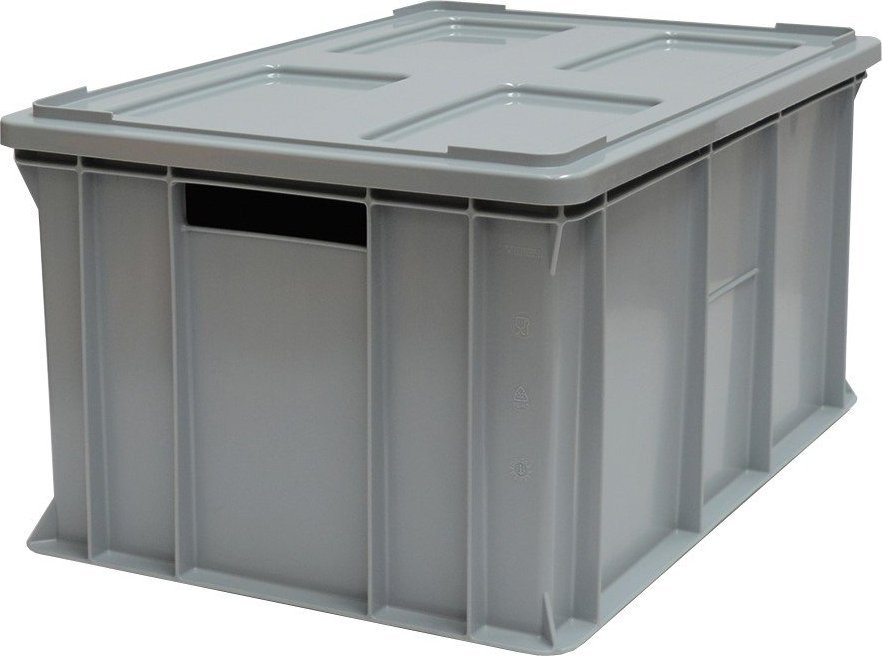 Artech Pojemnik transportowy EURO 300 z pokrywą, dno i ścianki pełne wym. 600 x 400 x 300 mm (kolor: szary)