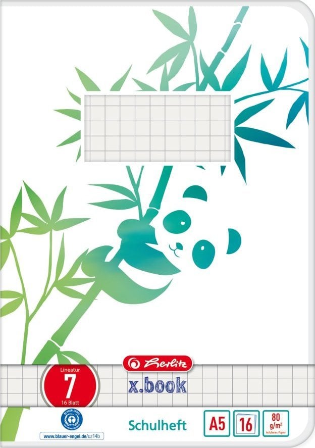 Herlitz Herlitz Schulheft A5 GREENline 16 Bl. Lineatur 07 Panda