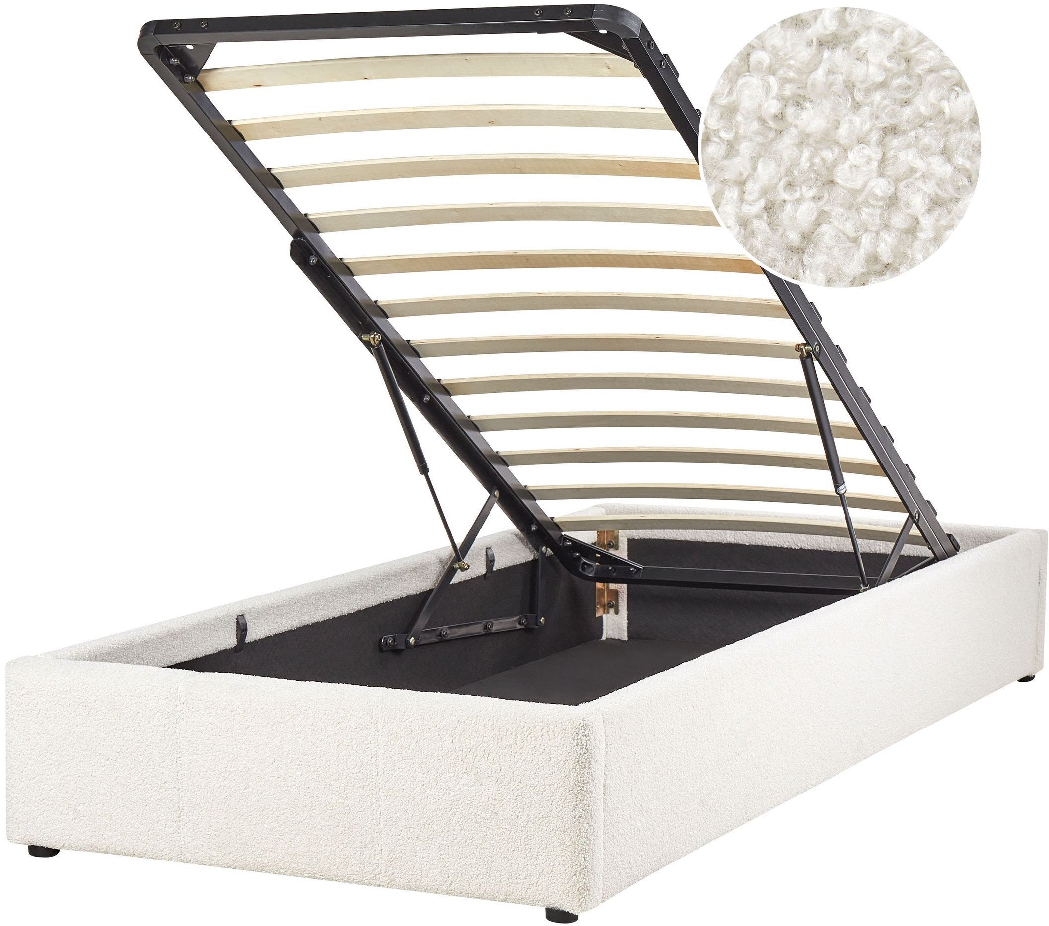 Łóżko z pojemnikiem Boucle DINAN 90 x 200 cm Złamana biel