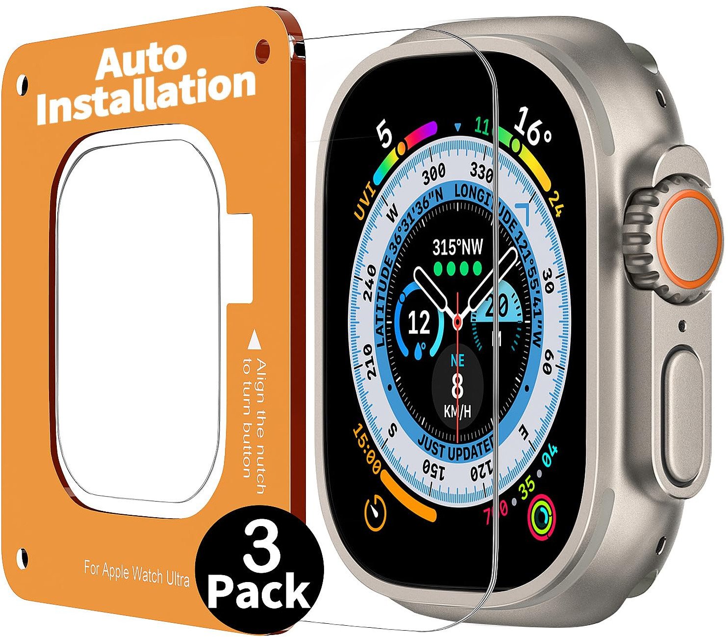 Szkło hartowane Uluck Apple Watch Ultra/Ultra 2 49mm (3szt)