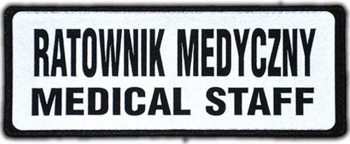 Polska Firma Emblemat RATOWNIK MEDYCZNY MEDICAL STAFF odblaskowy na rzepie 13 x 5 cm NOWY