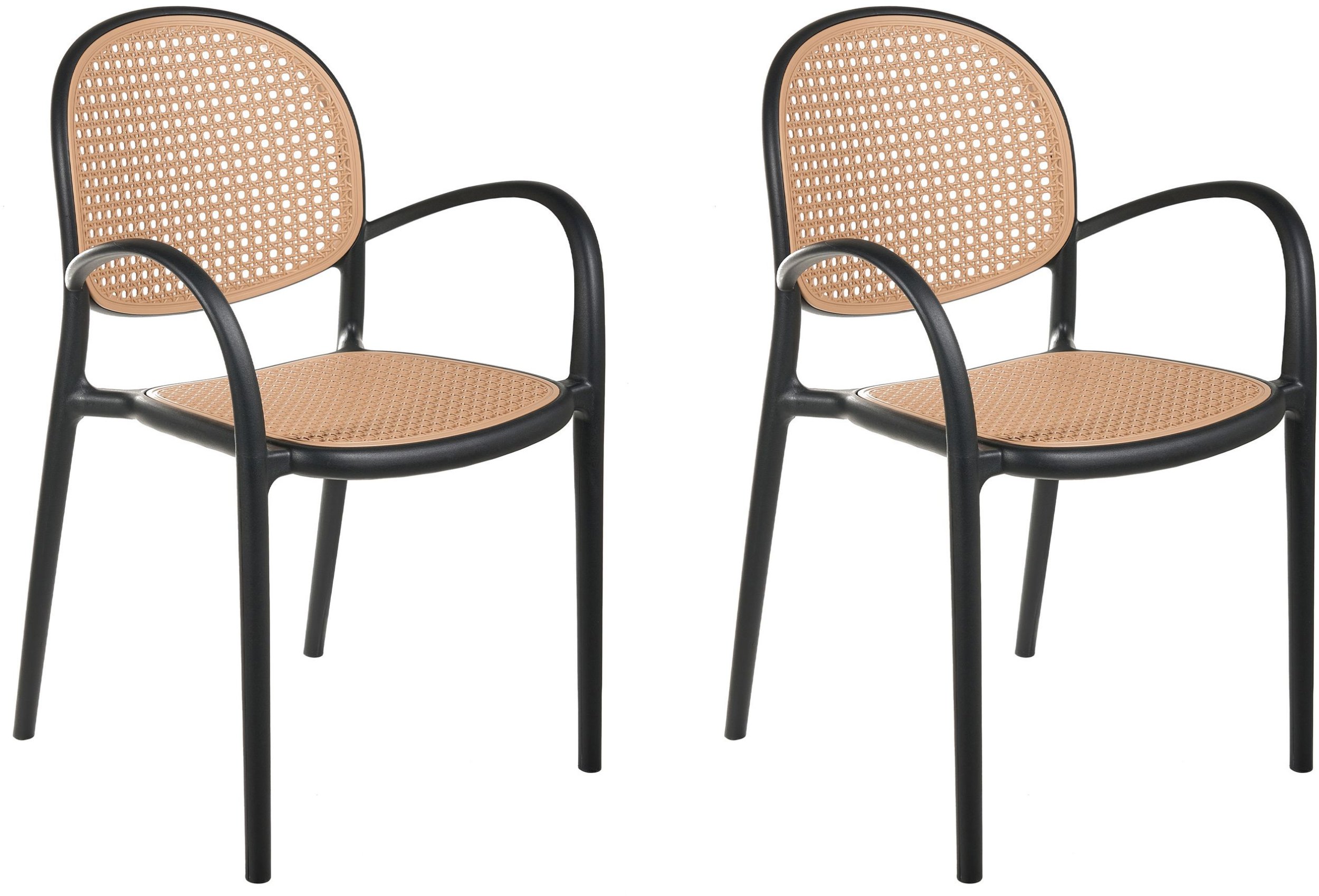 Zestaw 2 krzeseł ogrodowych POVOLETTO Materiał syntetyczny Czarny