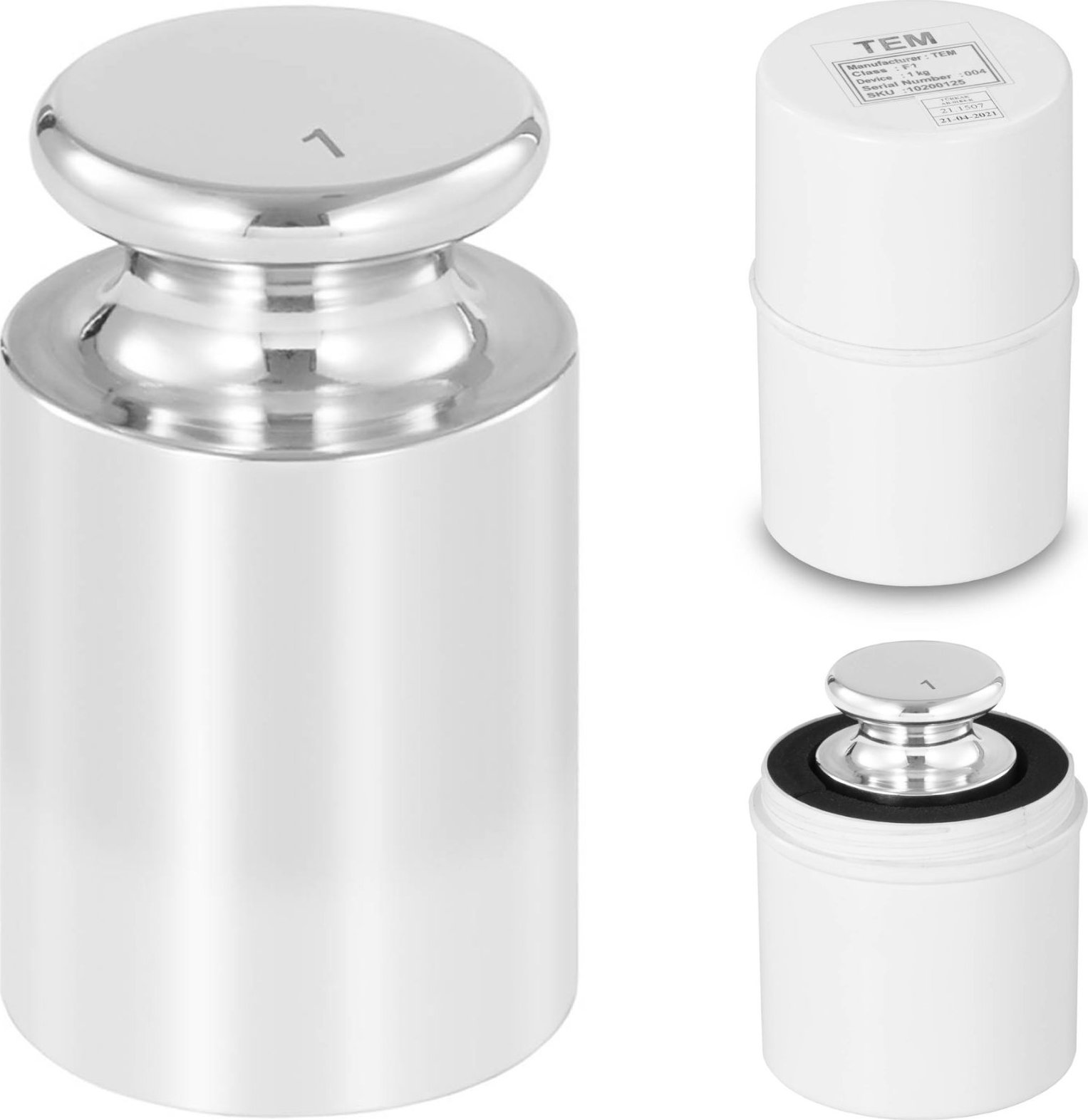 TEM Wzorzec odważnik wagowy masy do kalibracji wag nierdzewny OIML klasa F1 1 kg Wzorzec odważnik wagowy masy do kalibracji wag nierdzewny OIML klasa