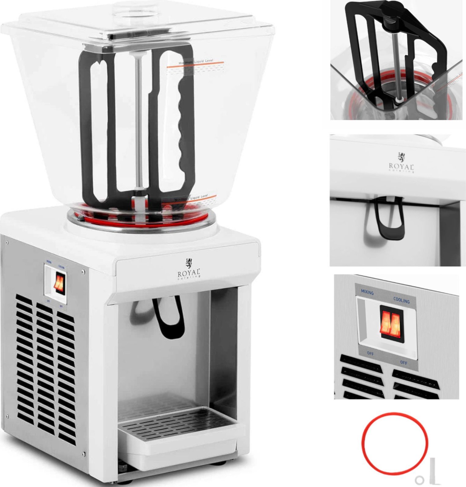 Royal Catering Dyspenser dozownik chłodzący z mieszadłem do soków napojów 25 l 240 W Dyspenser dozownik chłodzący z mieszadłem do soków napojów 25 l 2