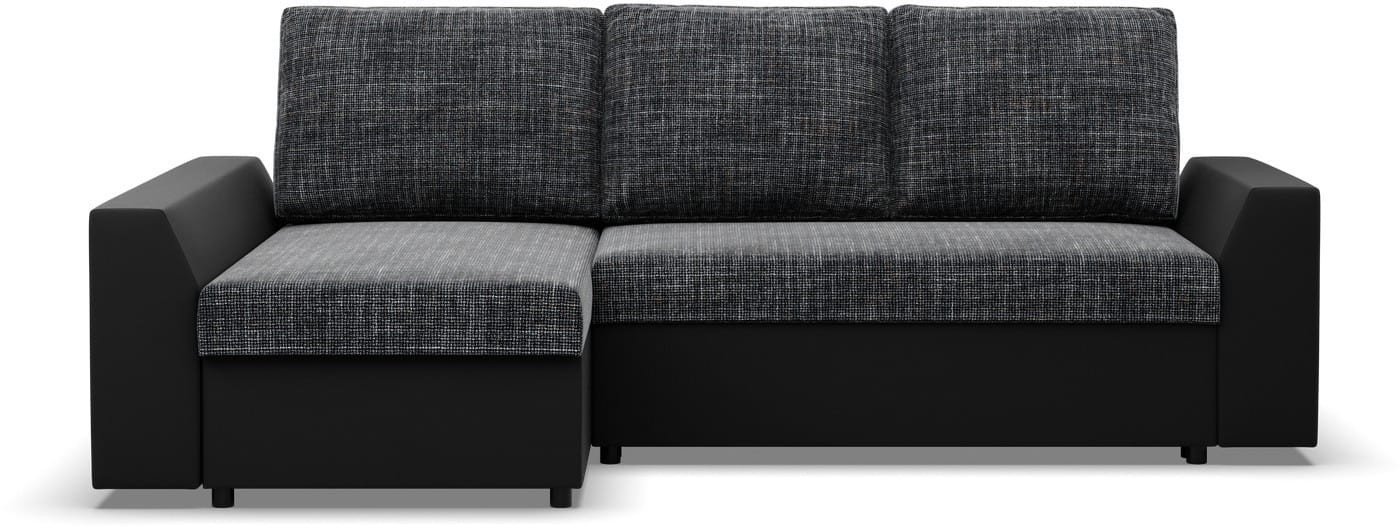 Narożnik z funkcją spania, Viktor, ekoskóra, 243x140x92 cm, czarny, popiel | TYLETEGOTU