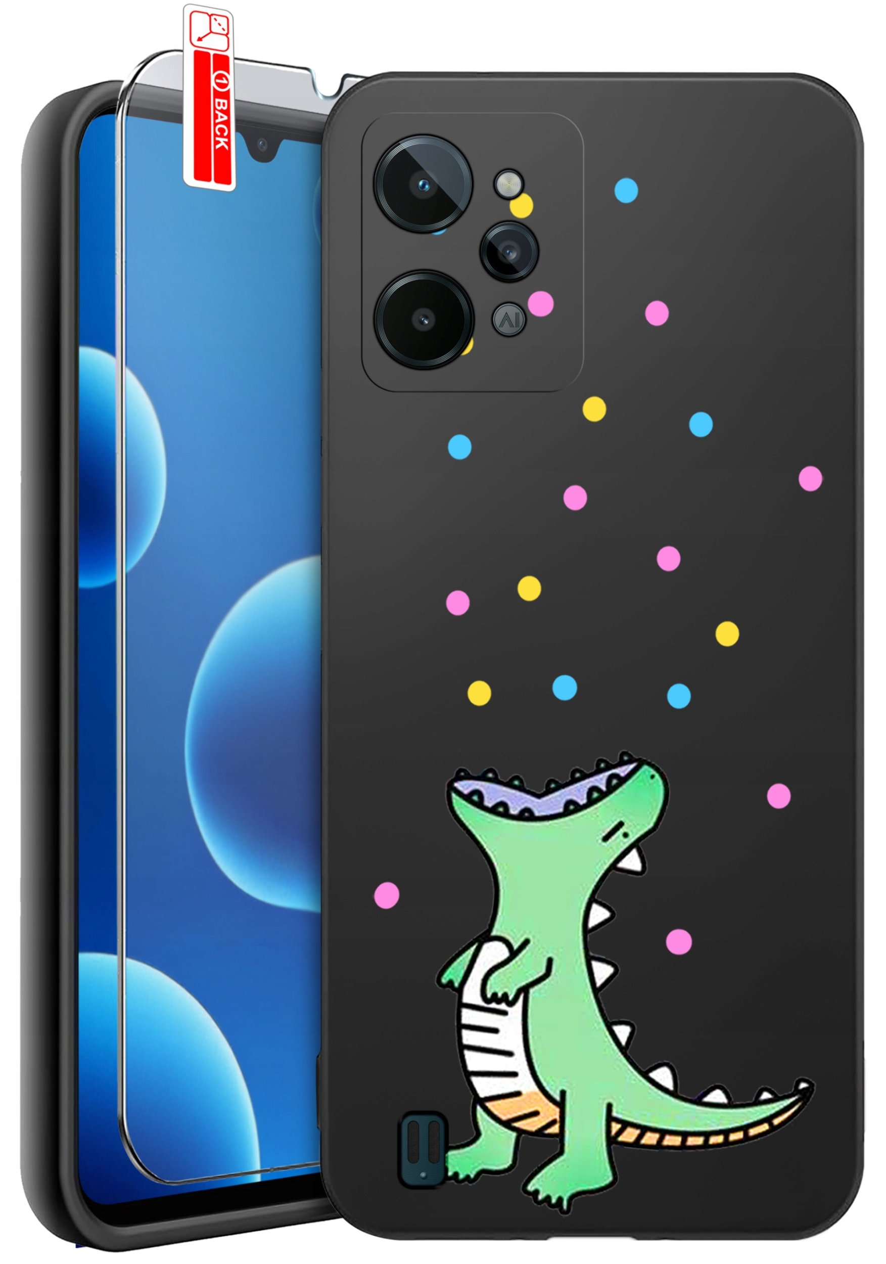 krainaGSM ETUI do Realme C31 | WZORY | SILIKONOWE MATT CASE + SZKŁO 9H