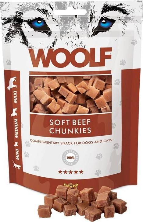 WOOLF Woolf Przysmak Pies Soft Beef Chunkies, 100g