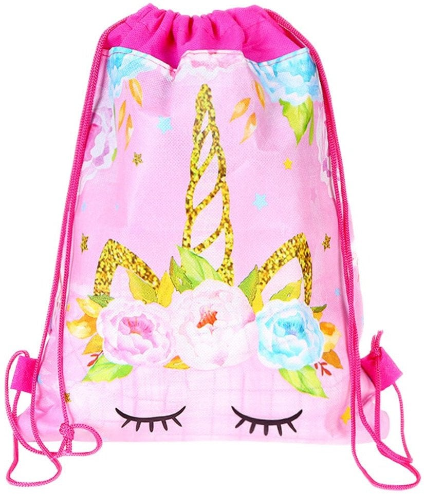 Worek Szkolny Na Buty Strój Gimnastyczny Jednorożec Kwiaty Różowy 35x27cm