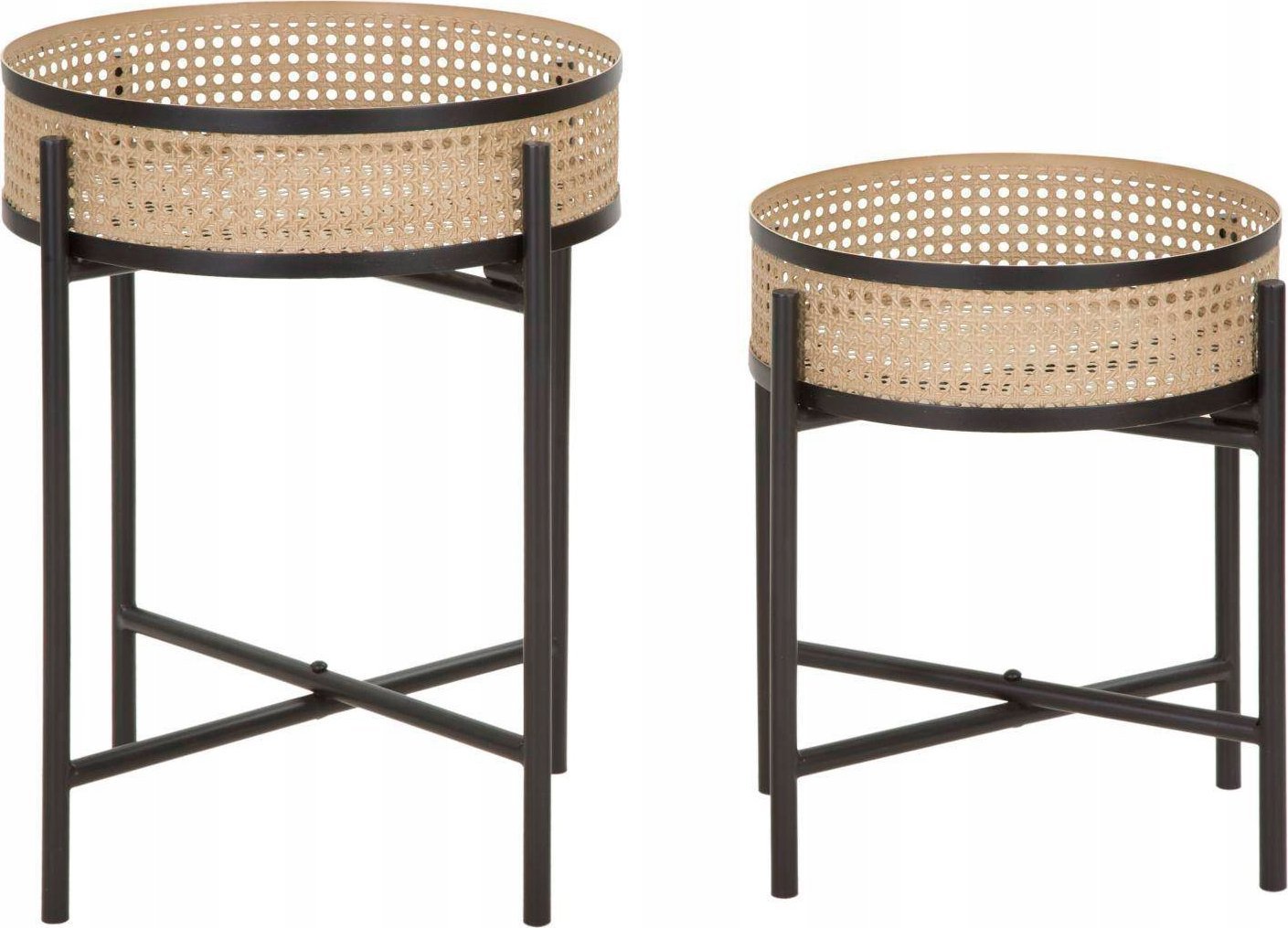 Ferretti Zestaw stolików kawowych z metalu FUJI, wzór plecionki wiedeńskiej