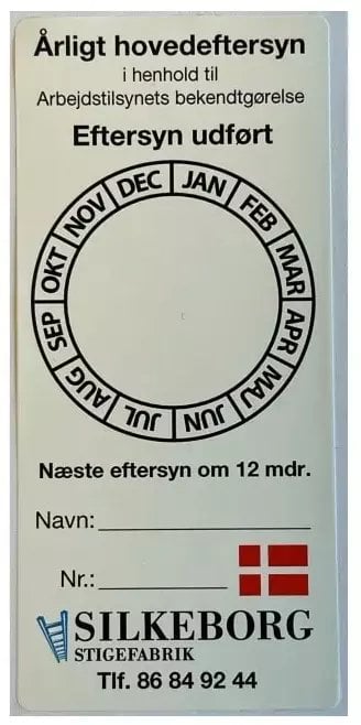 AVERY SILKEBORG STIGE Mærkat uden årstal, til eftersyn, ark med 12 mærker