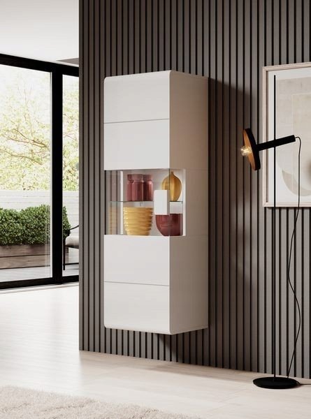 Helvetia Witryna biały połysk 159 x 53 x 39 cm MebleHOT TOLEDO