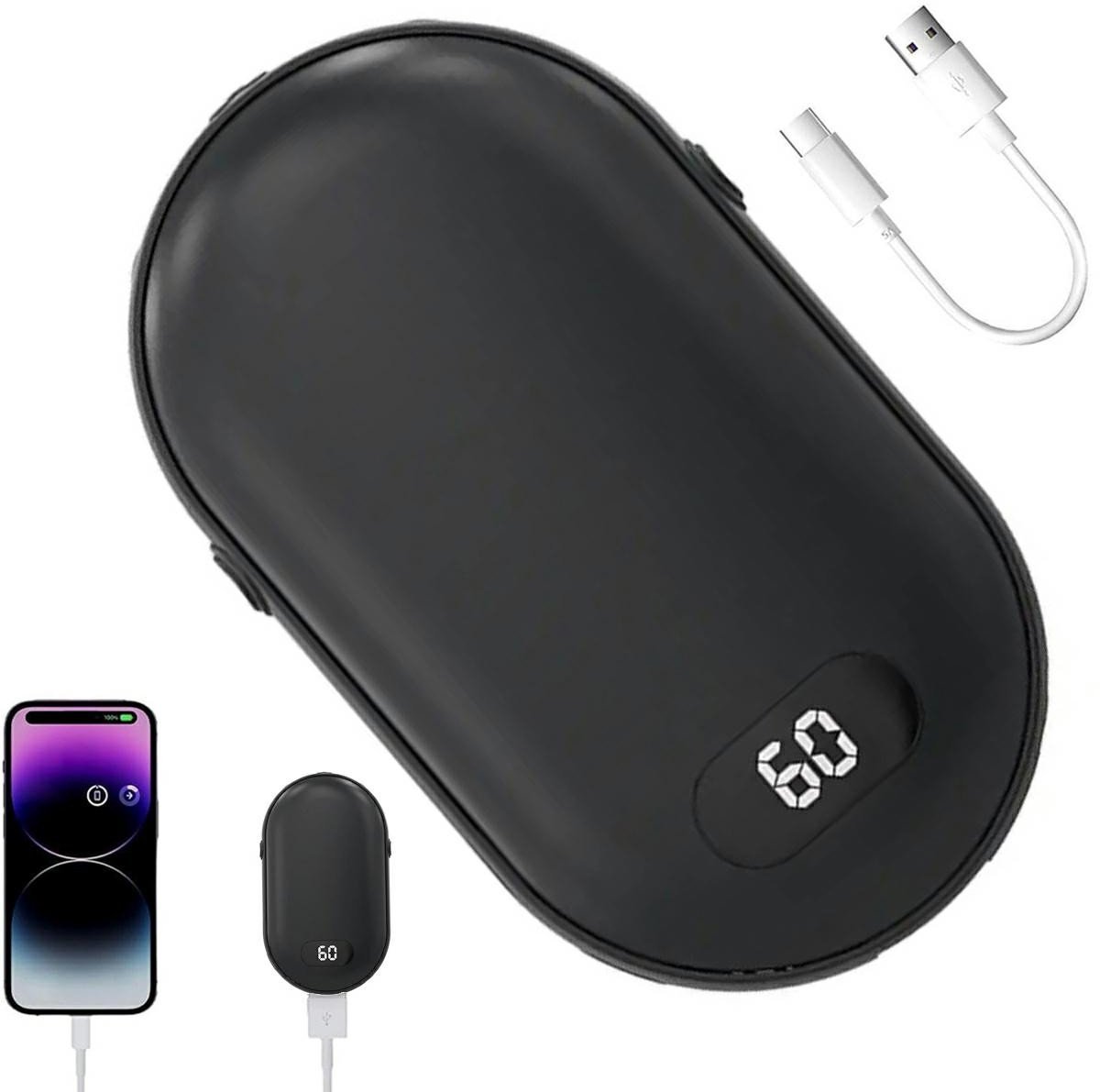 DA307A Przenośny ogrzewacz dłoni czarny