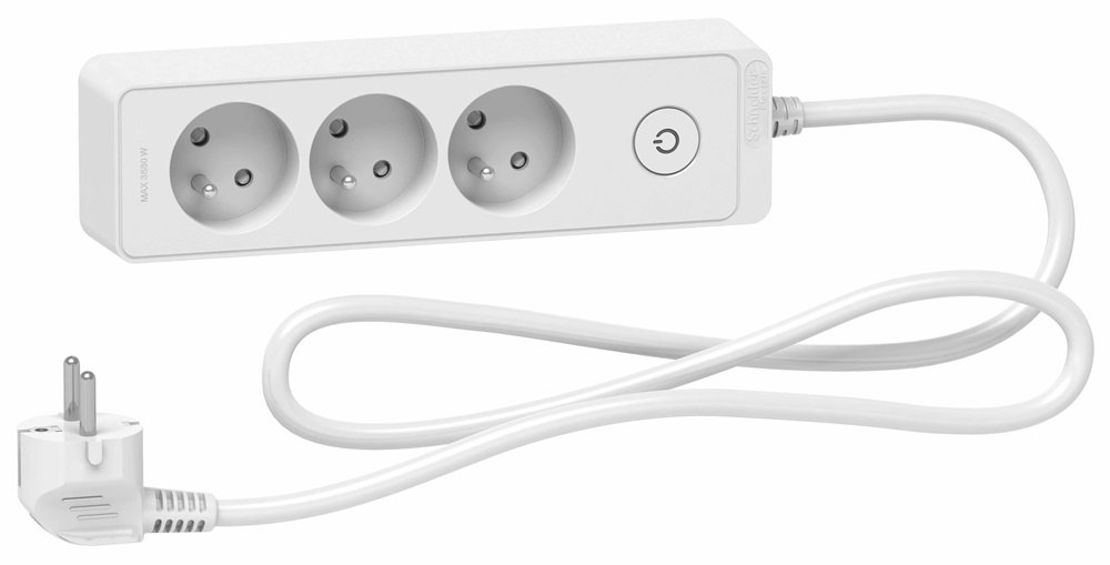 Listwa zasilająca Schneider Electric Odace przeciwprzepięciowa 3 gniazda 1.5 m biała (ST9331W)