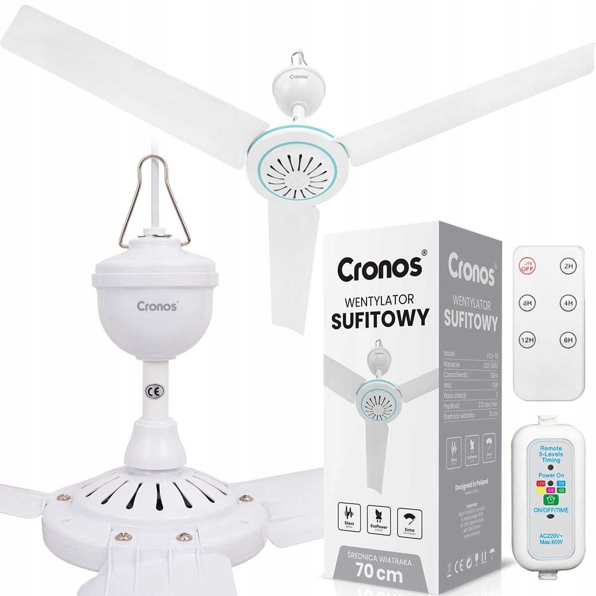 Wentylator sufitowy Cronos FC11-70 70cm Biały + pilot