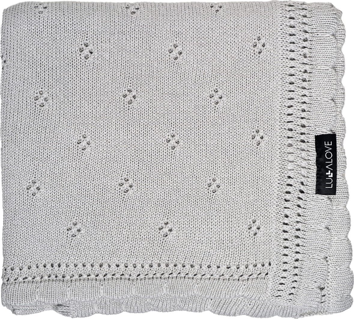 LullaLove Kocyk ażurowy Daisy - szary 80x100 cm Lullalove