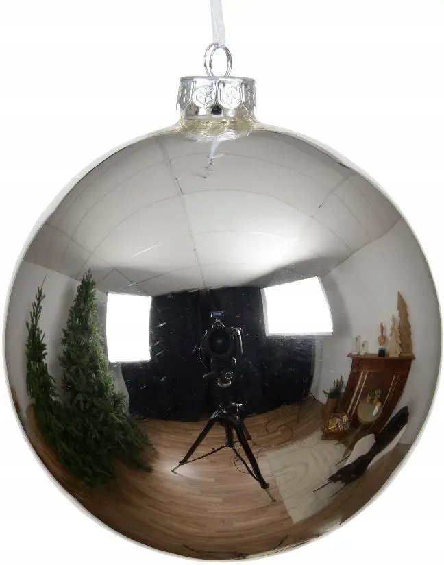 Bombka choinkowa szklana srebrna 8 cm gładka nowoczesna 1 szt.