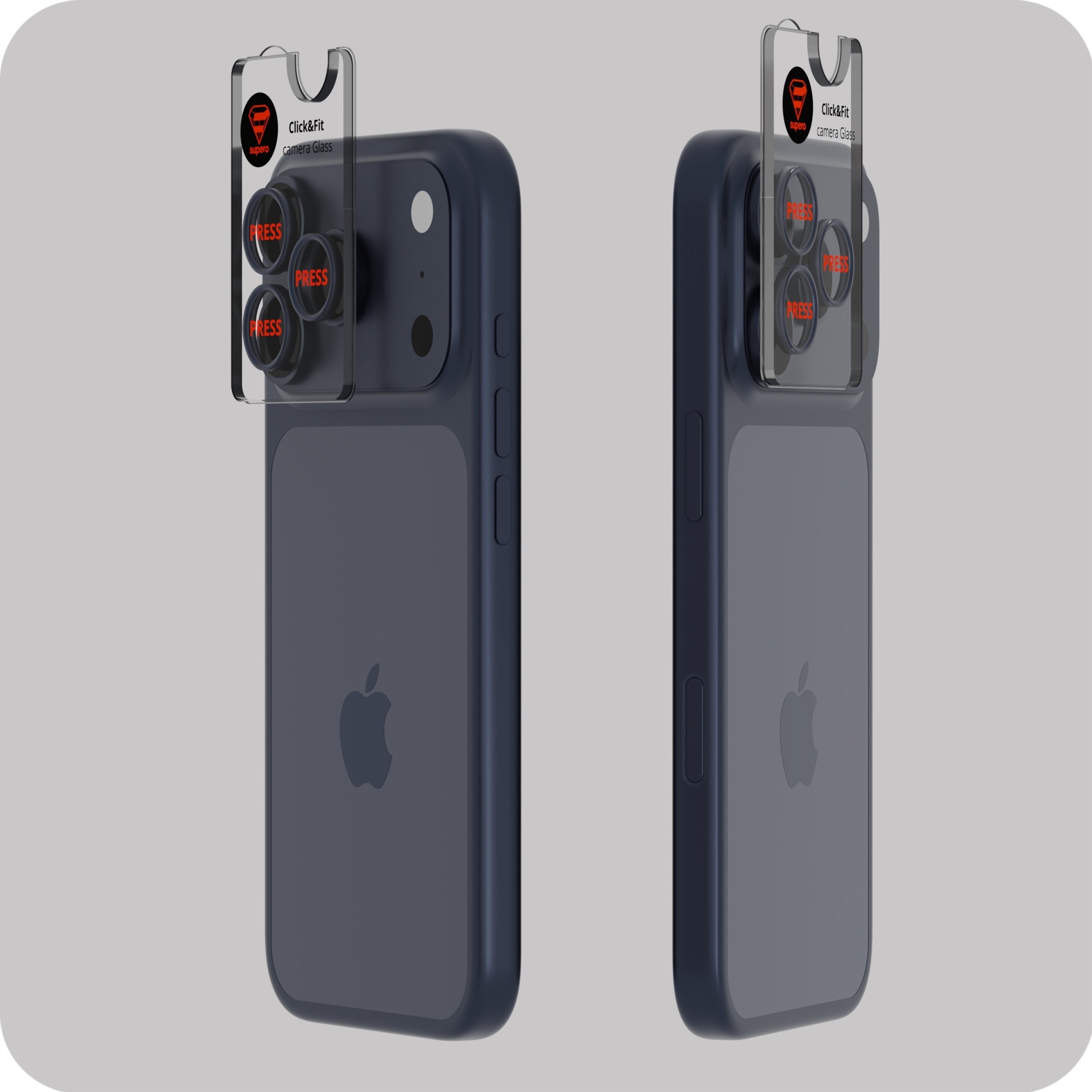 SUPERO Osłona szkło hartowane na aparat Click&Fit do iPhone 17 Pro / 17 Pro Max, niebieskie, 2 szt. z aplikatorem