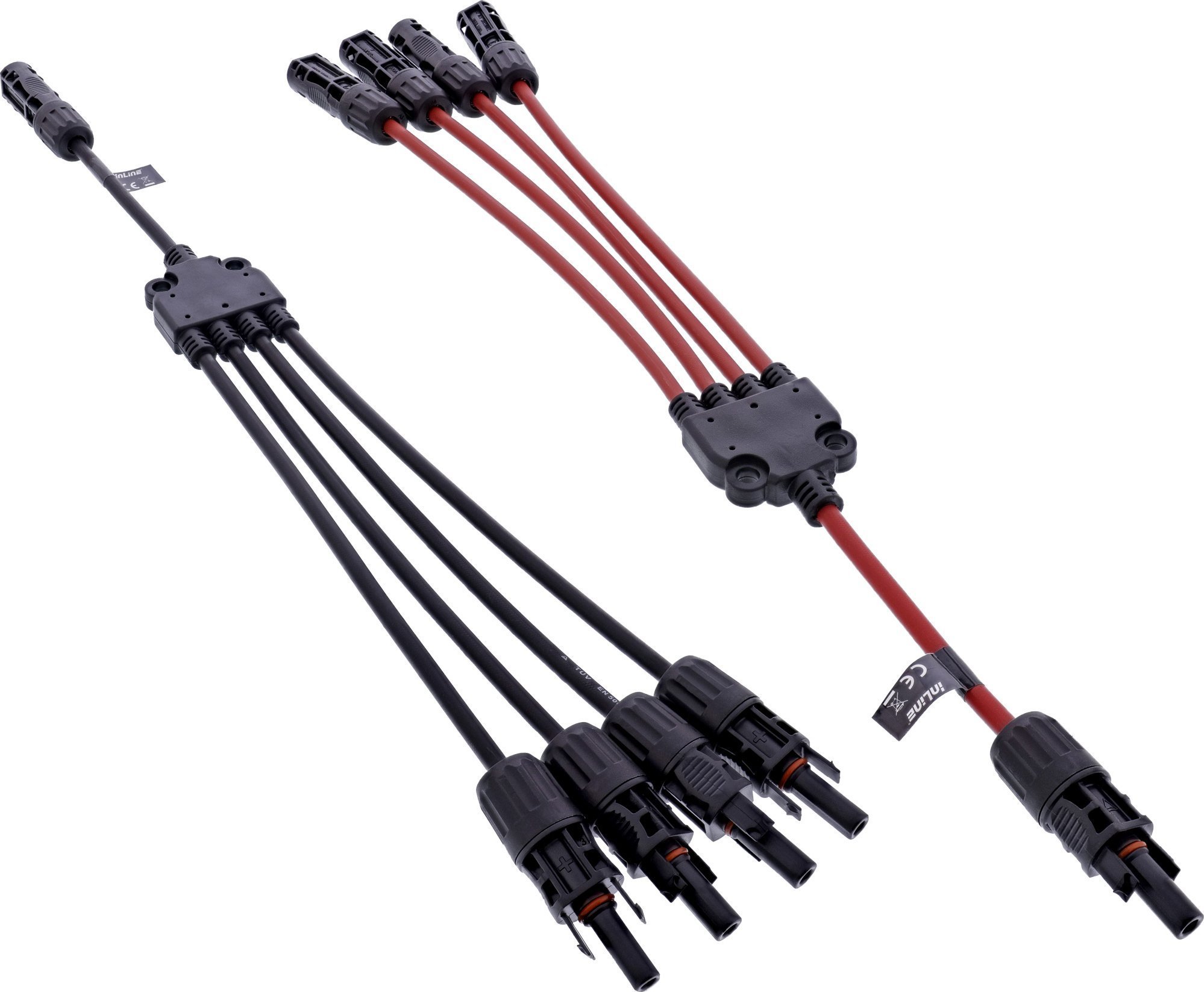 InLine® Solarkabel 4-fach Verteiler-Set schwarz/rot 0,42m