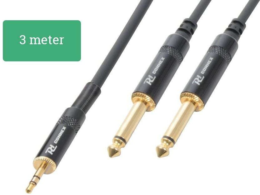 Kabel mini Jack męski (3,5mm) Stereo - 2x Jack 6,3mm Mono 3m one size