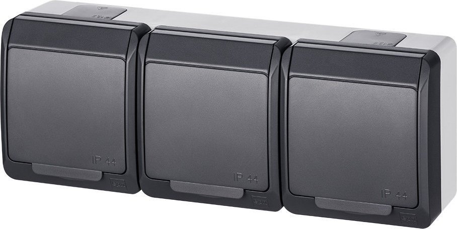 Elektro-Plast Hermes Gniazdo hermetyczne potrójne z/u 16A IP44 antracyt GNT 0323-07
