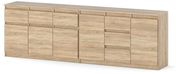 Komoda Drewniana Nowoczesna Szafka Do Salonu 6 Szuflad 240cm Dąb Sonoma