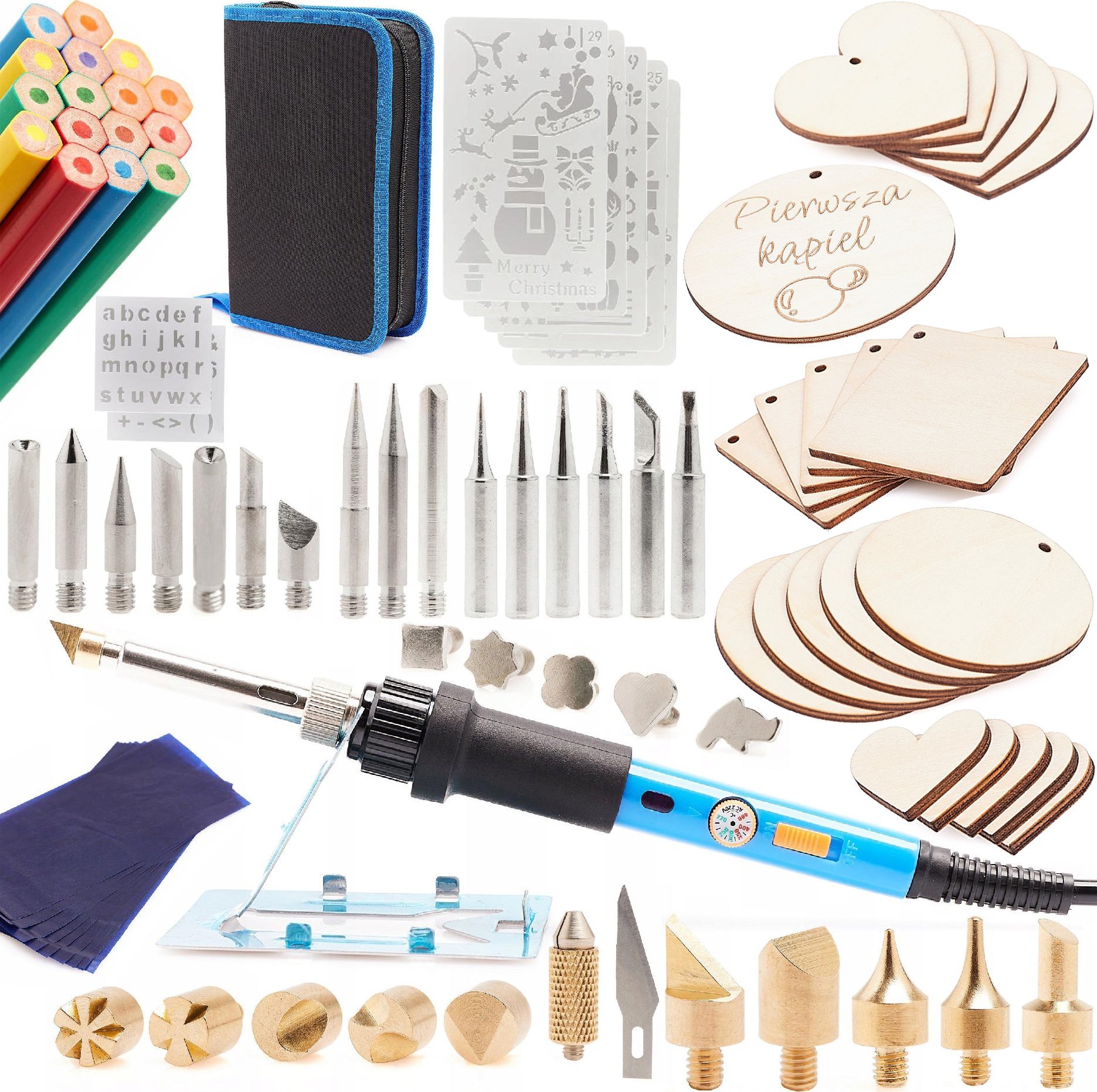 Lutownica Pirograf Wypalarka Drewna Yihua 947-III 70W1 + Zestaw 20 Sklejek do wypalania