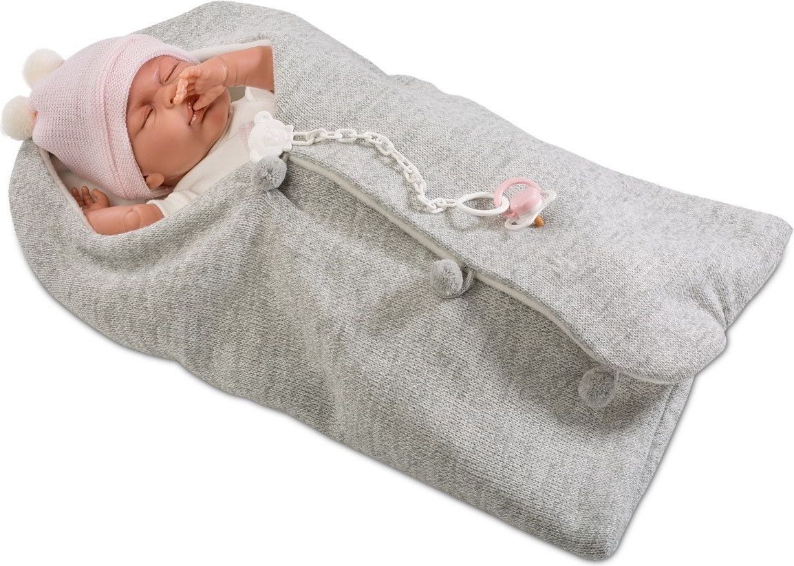 Llorens Lalka płacząca Mimi w szarym śpiworku, 40 cm (GXP-607949)